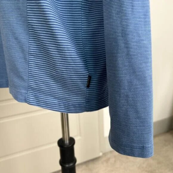 Calvin Klein Long Sleeve V-Neck 100% Cotton‎ Tee Blue Striped Quality Basic Sz M - Picture 5 of 7